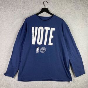 NBA Vote Long Sleeve Shirt Mens Size 2XL XXL Adult Graphic Basketball White Blue